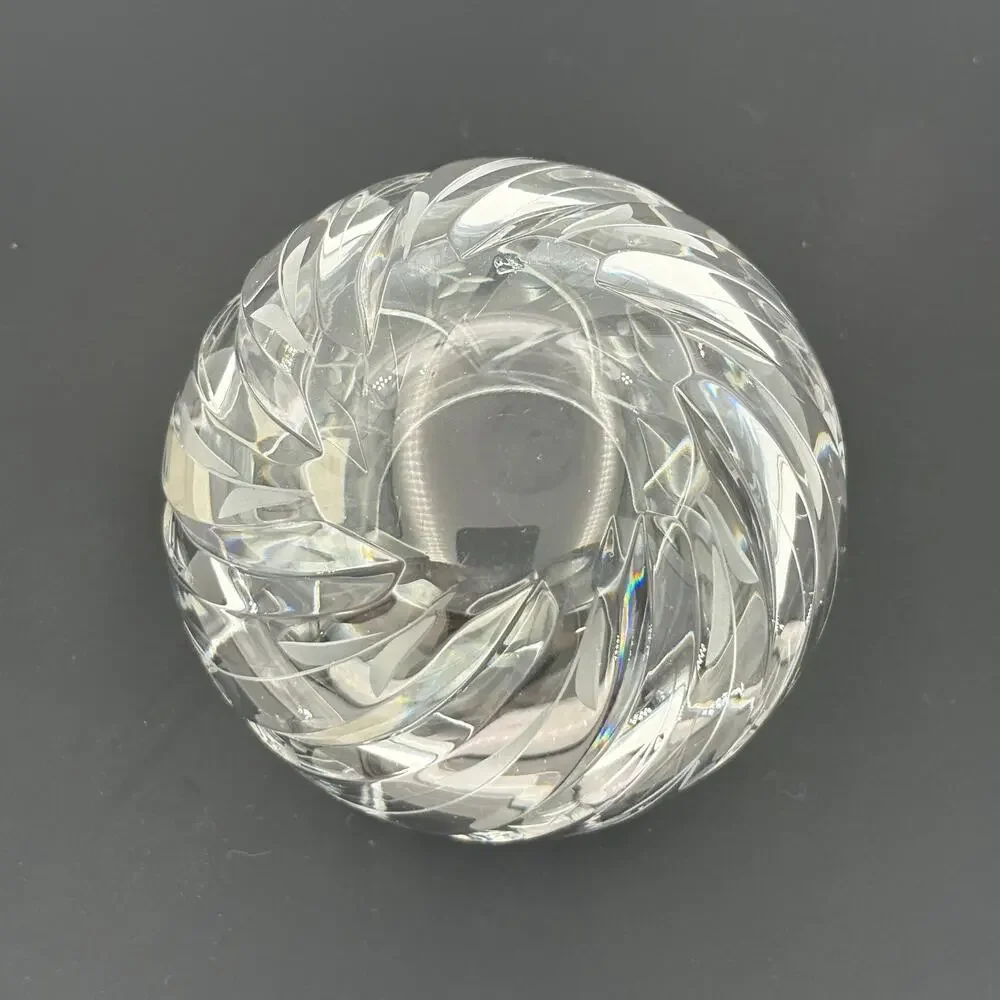 Vintage Mikasa Crystal Rose Bowl Etched Floral Swirl Vase Yugoslavia